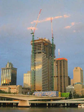 A high-rise building under construction.