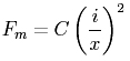 Fm=C(i/x+x0)^2.