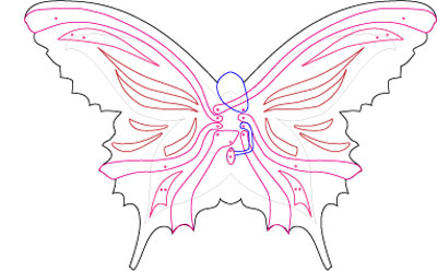 Line drawing of the PCButterfly for use in controlling the laser cutter. 
