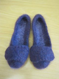 Photo of the felted slippers.