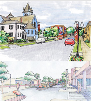 Two artistic illustrations of gateways.