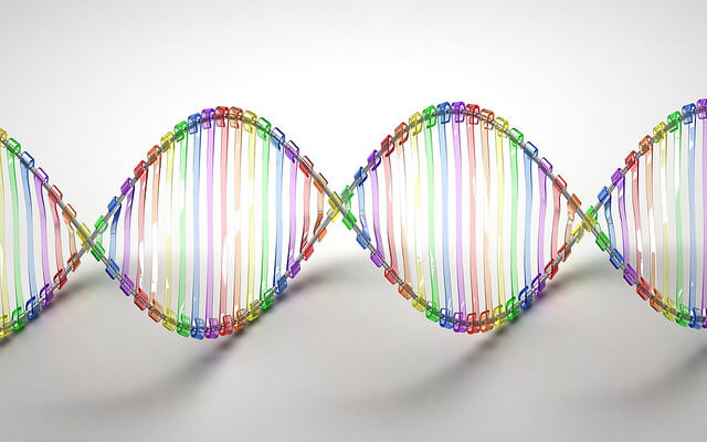 Rainbow colored double helix of DNA.